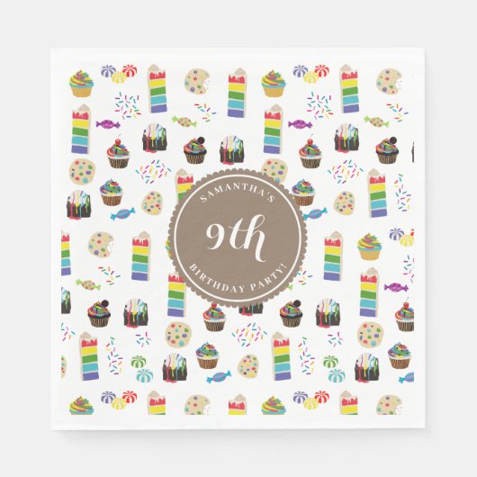 Serviette En Papier Couleur Rainbow Cake Sprinkles Anniversaire (Devant)