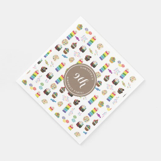 Serviette En Papier Couleur Rainbow Cake Sprinkles Anniversaire (Coin)