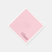 Serviette En Papier Couleur rose pastel monogrammée (Coin)