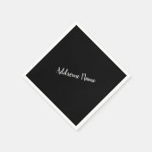 Serviette En Papier Couleur solide Moderne Noir de base Monogramme (Coin)
