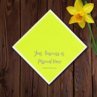 Serviette En Papier couleur unie jaune néon -personnalisée