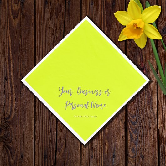 Serviette En Papier couleur unie jaune néon -personnalisée