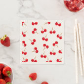 Serviette En Papier couleur vive cerise motif (En situation)