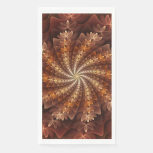 Serviette En Papier Couleurs chaudes, motif d'art fractal moderne trip