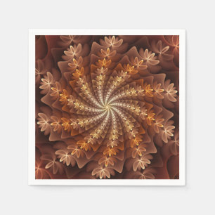 Serviette En Papier Couleurs chaudes, motif d'art fractal moderne trip
