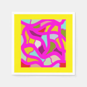 Serviette En Papier couleurs citron et rose de la fête mosaïque