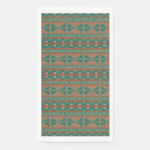 Serviette En Papier Couleurs cuivre sarcelle sud-ouest motif géométriq