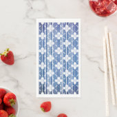 Serviette En Papier Couleurs de bleu blanc Ombre Motif à fleurs rayées (En situation)
