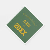 Serviette En Papier Couleurs de l'école verte et or Graduation (Coin)