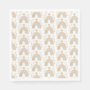 Serviette En Papier Couleurs de terre rétro Aquarelle Arc-en-ciel Moti