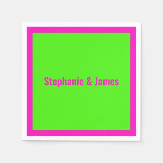 Serviette En Papier Couleurs DIY Élégantes Rose Choquant Vert Citron (Devant)