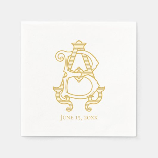 Serviette En Papier COULEURS ÉDITABLES AB Monogram BA Monogram Napkins (Devant)