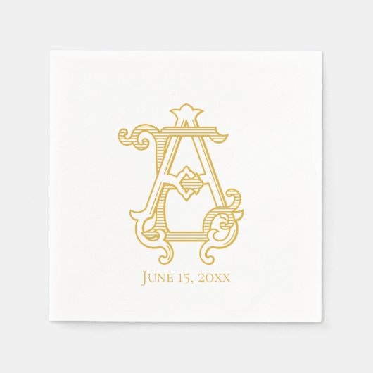 Serviette En Papier COULEURS ÉDITABLES AE Monogram EA Monogram Napkins (Devant)