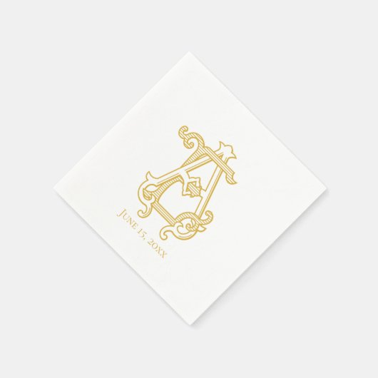 Serviette En Papier COULEURS ÉDITABLES AE Monogram EA Monogram Napkins (Coin)