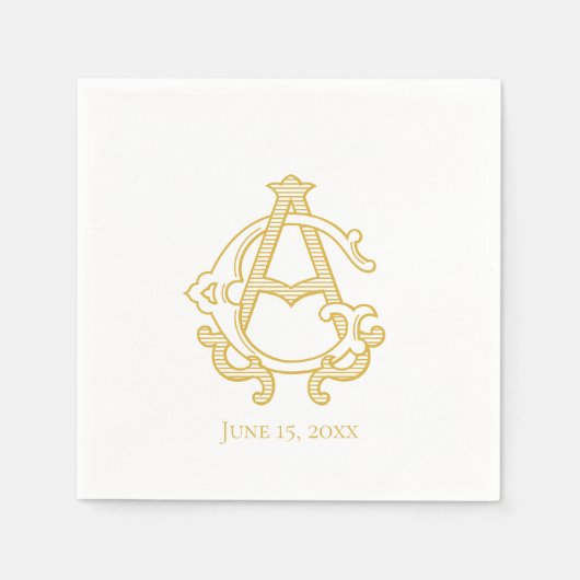 Serviette En Papier COULEURS ÉDITABLES AG Monogrammes GA Monogrammes N (Devant)