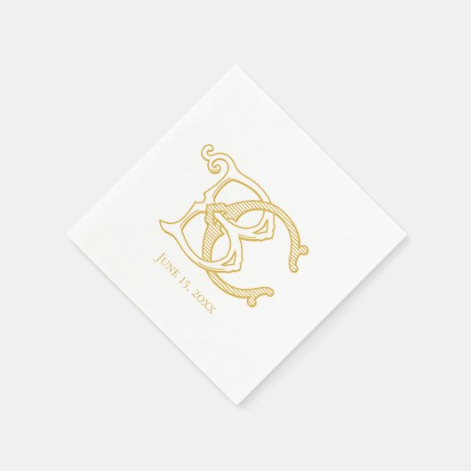Serviette En Papier COULEURS ÉDITABLES BC Monogram CB Monogram Napkins (Coin)