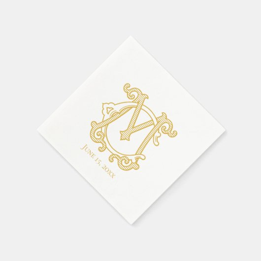 Serviette En Papier COULEURS ÉDITABLES CM Monogramme MC Monogramme Nap (Coin)
