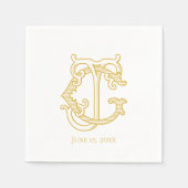 Serviette En Papier COULEURS ÉDITABLES GJ Monogram JG Monogram Napkins (Devant)