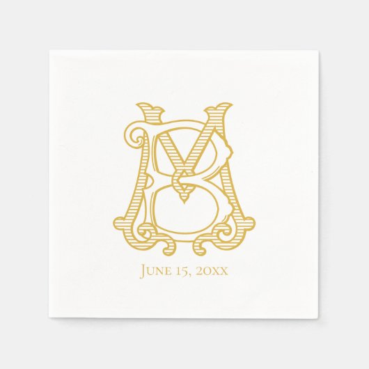 Serviette En Papier COULEURS ÉDITABLES MB Monogram BM Monogram Napkins (Devant)