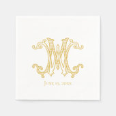 Serviette En Papier COULEURS ÉDITABLES WM Monogram MW Monogram Napkins (Devant)