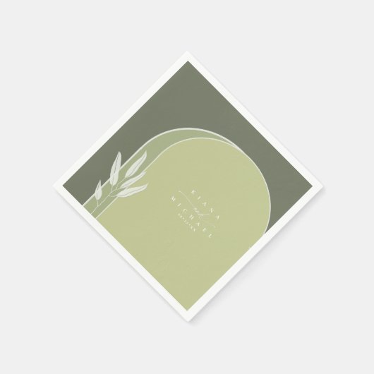 Serviette En Papier Couleurs Eucalyptus Mariage Vert ID901 (Coin)
