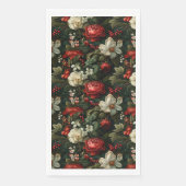 Serviette En Papier Couleurs festives de Noël Roses, pin et houx (Devant)