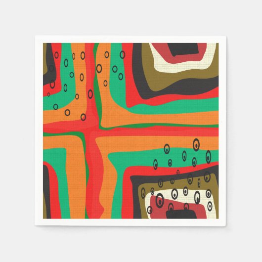 Serviette En Papier Couleurs modernes abstraites et rétro motif ou san (Devant)