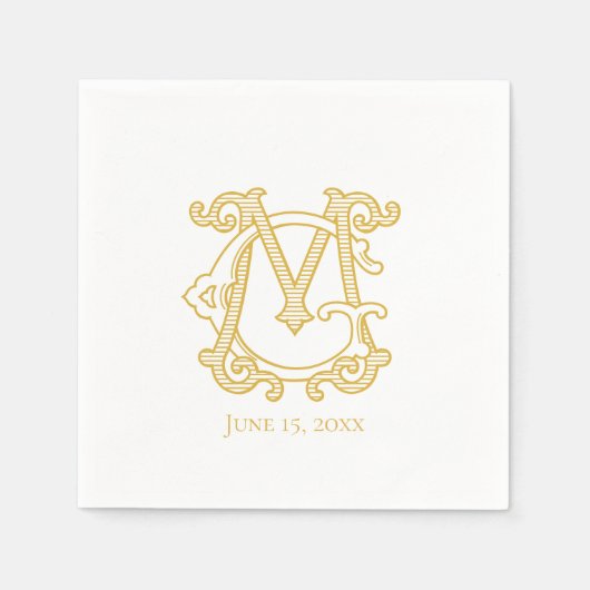 Serviette En Papier COULEURS MODIFIABLES MG Monogramme GM Monogrammes  (Devant)