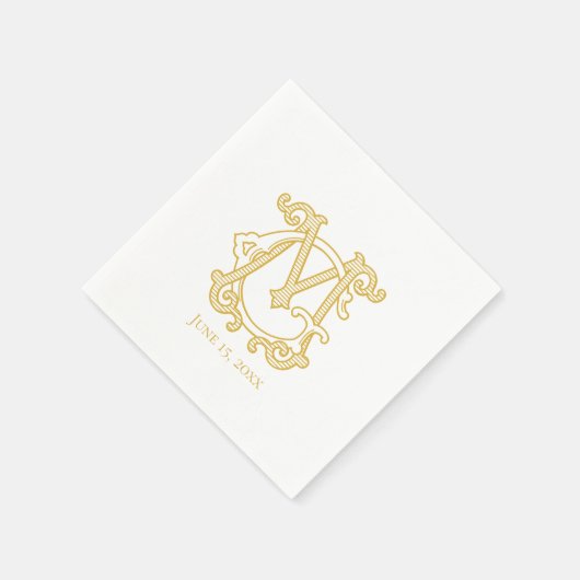 Serviette En Papier COULEURS MODIFIABLES MG Monogramme GM Monogrammes  (Coin)
