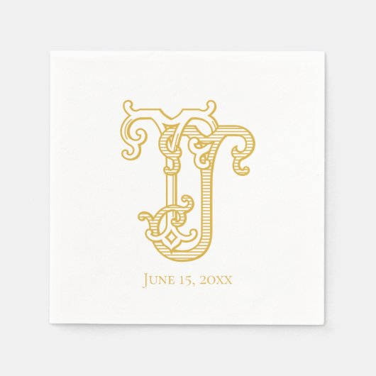 Serviette En Papier COULEURS MODIFIABLES TJ Monogramme JT Monogramme N (Devant)
