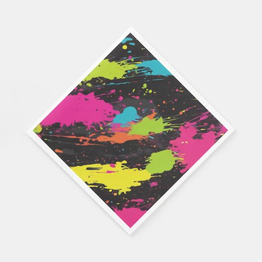 Serviette En Papier Couleurs néon Retro Paint Splatter (Coin)
