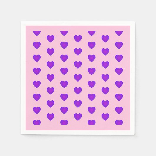 Serviette En Papier Couleurs pastel & coeurs violets battre (Devant)