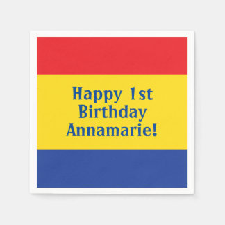 Serviette En Papier Couleurs primaires Fête d'anniversaire
