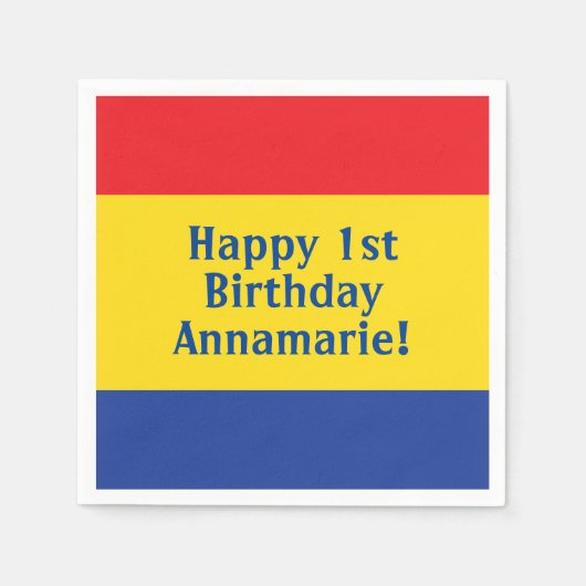 Serviette En Papier Couleurs primaires Fête d'anniversaire (Devant)