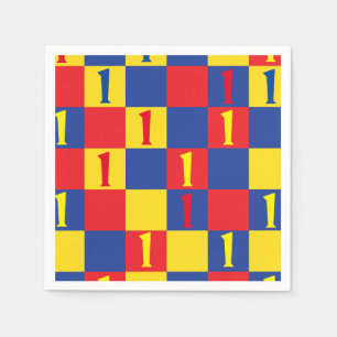 Serviette En Papier Couleurs primaires Rouge Jaune Bleu 1er anniversai