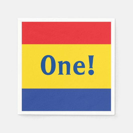 Serviette En Papier Couleurs primaires Rouge Jaune Bleu 1er anniversai (Devant)