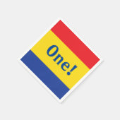 Serviette En Papier Couleurs primaires Rouge Jaune Bleu 1er anniversai (Coin)