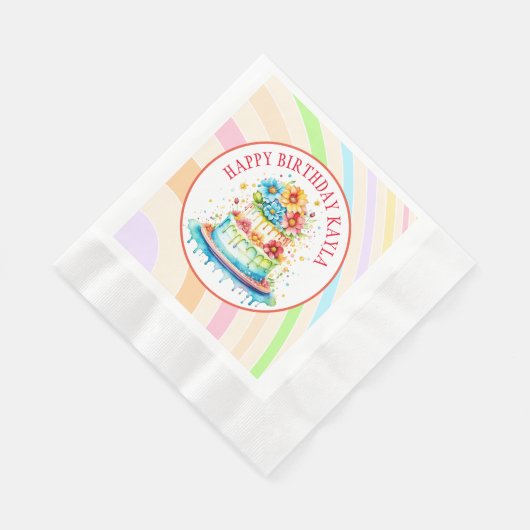 Serviette En Papier Couleurs rétro et fête d'anniversaire (Coin)