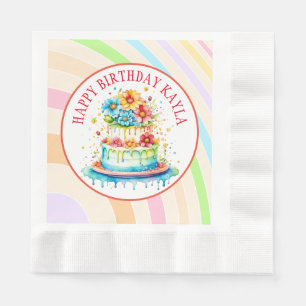 Serviette En Papier Couleurs rétro et fête d'anniversaire