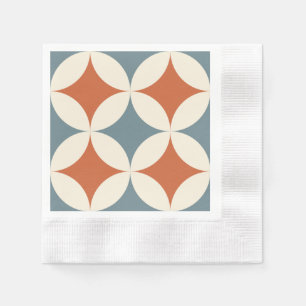 Serviette En Papier Couleurs rétro Mi-Siècle Cercles modernes