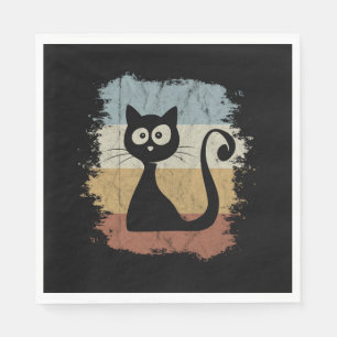 Serviette En Papier Couleurs Vintage 60s Rétro Chat de Bande Dessinée