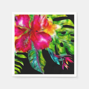 Serviette En Papier Couleurs Vives Feuilles de Floral Tropical Hibiscu