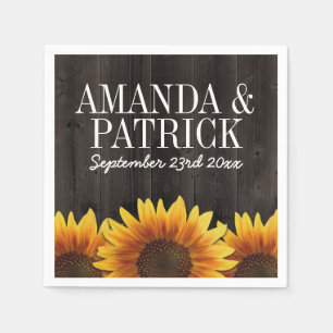 Serviette En Papier Country Barn Wood + Rustic Sunflower Mariage
