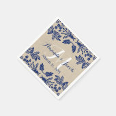 Serviette En Papier Country Garden Damask Blue et Burlap (Coin)