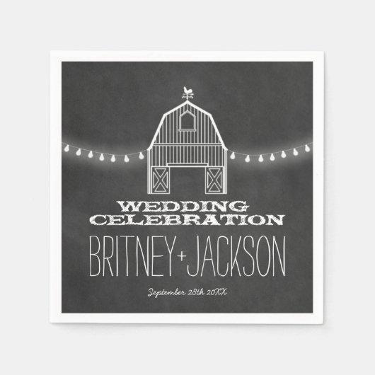 Serviette En Papier Country Rustic Chalkboard Barre Mariage serviettes (Devant)