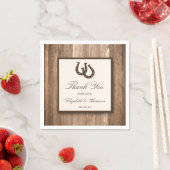 Serviette En Papier Country Rustic Horseshoe & Brown Wood Mariage (En situation)