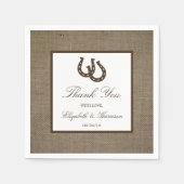 Serviette En Papier Country Rustic Horseshoe Sur Burlap Mariage (Devant)