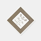 Serviette En Papier Country Rustic Monogramme Branche & Mariage Burlap (Coin)