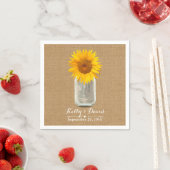 Serviette En Papier Country Sunflower & Mason Jar Burlap Mariage (En situation)