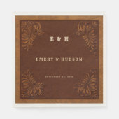 Serviette En Papier Country Western Tooled Terracotta Rustic Wedding (Devant)